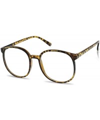 Aviator Over Sized Round Thin Nerdy Fashion Clear Lens Aviator Eyewear Glasses - Havana - CH12HTMJRPH $14.20