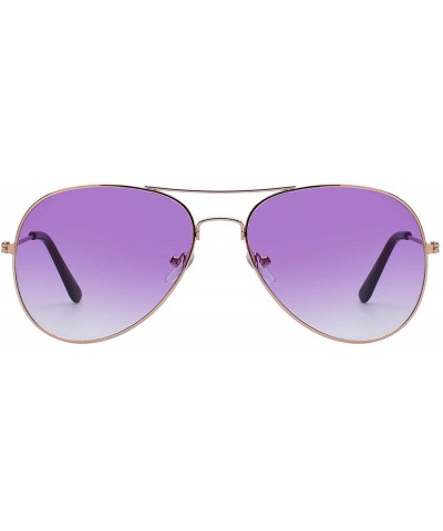 Aviator 3 Pairs Classic Aviator Sunglasses Two Tone Color Lens Gold Metal Frame - .Purple-pink-blue - C918NEHT8QH $18.86