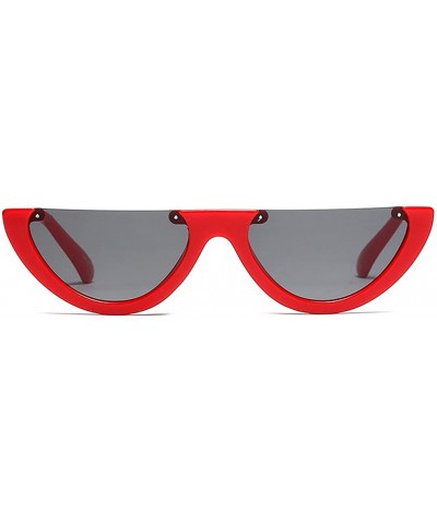 Cat Eye Cat's Eye Sunglasses Triangle Half Frame - Retro Sunglasses for Women Vintage Super Cool Sunglasses - Red + Black - C...