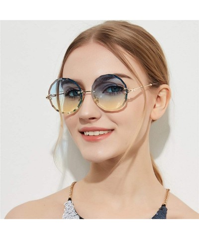 Rimless Vintage Frameless Round Metal Legs Clear Gradient Sunglasses Women UV400 - Light Coffee - CF198C5C56S $12.38