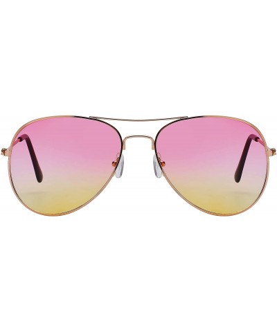 Aviator 3 Pairs Classic Aviator Sunglasses Two Tone Color Lens Gold Metal Frame - .Purple-pink-blue - C918NEHT8QH $18.86