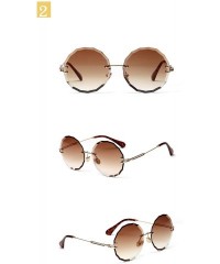 Rimless Vintage Frameless Round Metal Legs Clear Gradient Sunglasses Women UV400 - Light Coffee - CF198C5C56S $12.38