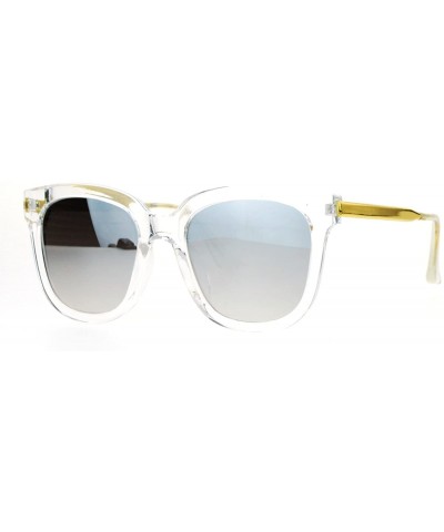 Wayfarer Womens Mirrored Mirror Lens Horn Rim Horned Metal Arm Sunglasses - Clear Silver - C212FLPHXVT $23.89