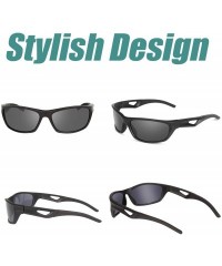 Sport Polarized Sports Sunglasses For Men Women Running Fishing Driving TR90 Frame - Matte Black Frame / Grey Lenses - CQ18U9...