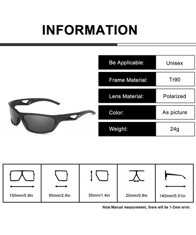 Sport Polarized Sports Sunglasses For Men Women Running Fishing Driving TR90 Frame - Matte Black Frame / Grey Lenses - CQ18U9...