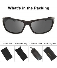 Sport Polarized Sports Sunglasses For Men Women Running Fishing Driving TR90 Frame - Matte Black Frame / Grey Lenses - CQ18U9...