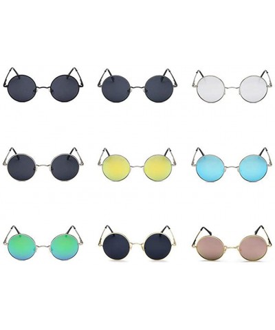 Round Retro Classic Polarized Light Sunglasses Round Sunglasses with UV Protection - Silver Frame Green Film Lens C7 - CJ18WU...