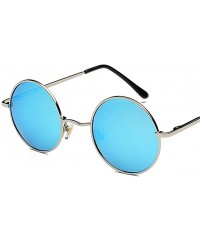 Round Retro Classic Polarized Light Sunglasses Round Sunglasses with UV Protection - Silver Frame Green Film Lens C7 - CJ18WU...