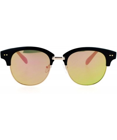 Wayfarer Hipster Mirrored Half Horned Rim Horned Sunglasses - Peach - C412DI9C7GV $23.30