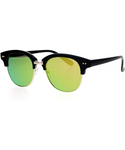 Wayfarer Hipster Mirrored Half Horned Rim Horned Sunglasses - Peach - C412DI9C7GV $12.74