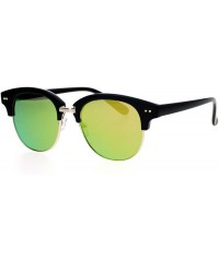 Wayfarer Hipster Mirrored Half Horned Rim Horned Sunglasses - Peach - C412DI9C7GV $12.74