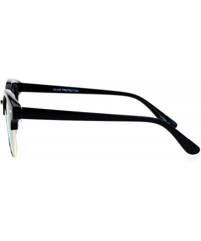 Wayfarer Hipster Mirrored Half Horned Rim Horned Sunglasses - Peach - C412DI9C7GV $12.74