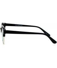 Wayfarer Hipster Mirrored Half Horned Rim Horned Sunglasses - Peach - C412DI9C7GV $12.74