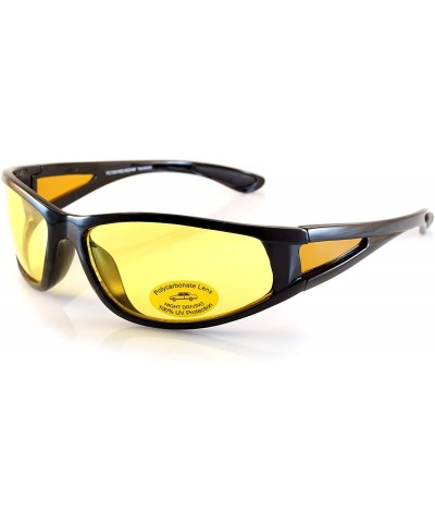 Sport HD Night Vision Driving Wrap Glasses with Side View A064 - Yellow - CR189GRMYWA $23.67