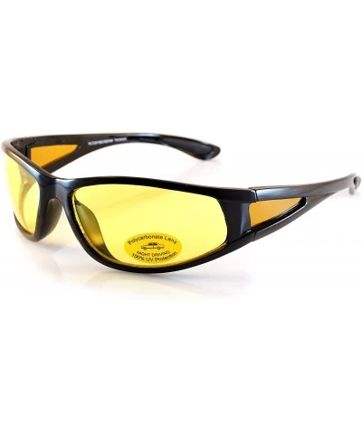 Sport HD Night Vision Driving Wrap Glasses with Side View A064 - Yellow - CR189GRMYWA $22.75