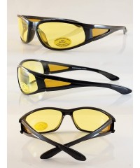 Sport HD Night Vision Driving Wrap Glasses with Side View A064 - Yellow - CR189GRMYWA $10.45