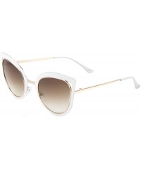 Cat Eye Flat Extra Frame Sharp Cat Eye Sunglasses - Brown White - CZ190838NA0 $26.25