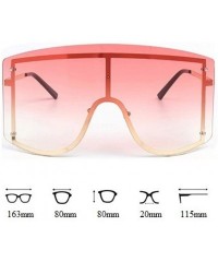 Oversized Oversize Women Sunglasses Big Frame Luxury Sun Glasses Female Cool Sexy Shield Shades Men Alloy - Gold Tea Pink - C...