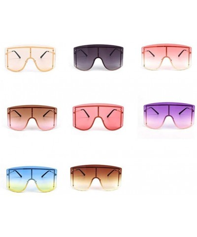 Oversized Oversize Women Sunglasses Big Frame Luxury Sun Glasses Female Cool Sexy Shield Shades Men Alloy - Gold Tea Pink - C...
