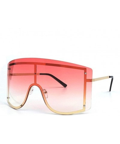 Oversized Oversize Women Sunglasses Big Frame Luxury Sun Glasses Female Cool Sexy Shield Shades Men Alloy - Gold Tea Pink - C...