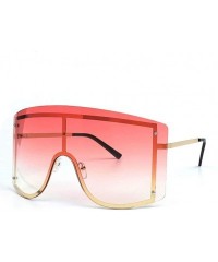 Oversized Oversize Women Sunglasses Big Frame Luxury Sun Glasses Female Cool Sexy Shield Shades Men Alloy - Gold Tea Pink - C...