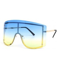 Oversized Oversize Women Sunglasses Big Frame Luxury Sun Glasses Female Cool Sexy Shield Shades Men Alloy - Gold Tea Pink - C...