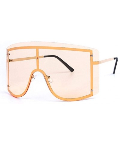 Oversized Oversize Women Sunglasses Big Frame Luxury Sun Glasses Female Cool Sexy Shield Shades Men Alloy - Gold Tea Pink - C...