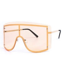 Oversized Oversize Women Sunglasses Big Frame Luxury Sun Glasses Female Cool Sexy Shield Shades Men Alloy - Gold Tea Pink - C...