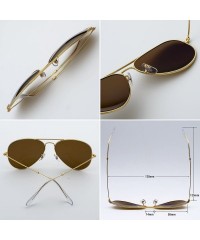 Aviator Corning natural glass lenses metal frame aviator sunglasses for men women - C2184GHH8DQ $46.75