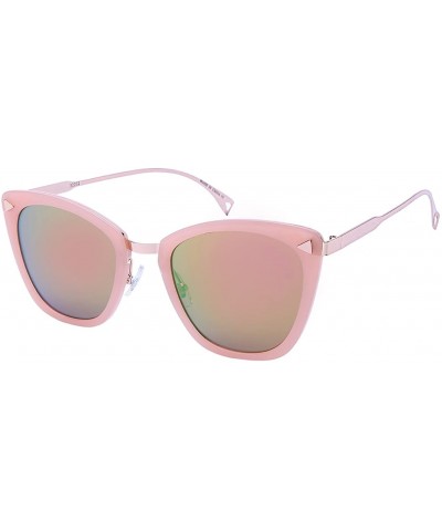 Cat Eye Womens Fashion Cat Eye Flat Lens Sunglasses 32202-FLREV - Pink+rose Gold - CH12NUFQH7L $18.95