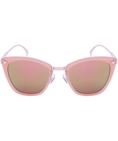 Cat Eye Womens Fashion Cat Eye Flat Lens Sunglasses 32202-FLREV - Pink+rose Gold - CH12NUFQH7L $10.38