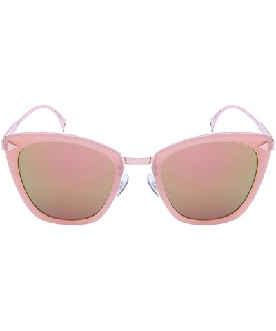 Cat Eye Womens Fashion Cat Eye Flat Lens Sunglasses 32202-FLREV - Pink+rose Gold - CH12NUFQH7L $10.38