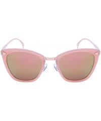 Cat Eye Womens Fashion Cat Eye Flat Lens Sunglasses 32202-FLREV - Pink+rose Gold - CH12NUFQH7L $10.38