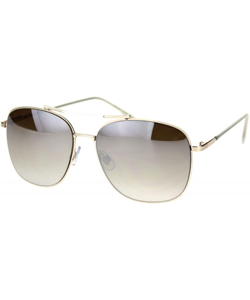 Square Womens Fashion Sunglasses Chic Designer Style Square Shades UV 400 - Gold (Brown Mirror) - C518WU0T96I $10.90