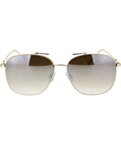 Square Womens Fashion Sunglasses Chic Designer Style Square Shades UV 400 - Gold (Brown Mirror) - C518WU0T96I $10.90