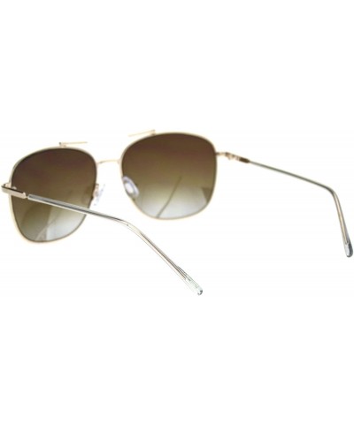 Square Womens Fashion Sunglasses Chic Designer Style Square Shades UV 400 - Gold (Brown Mirror) - C518WU0T96I $10.90
