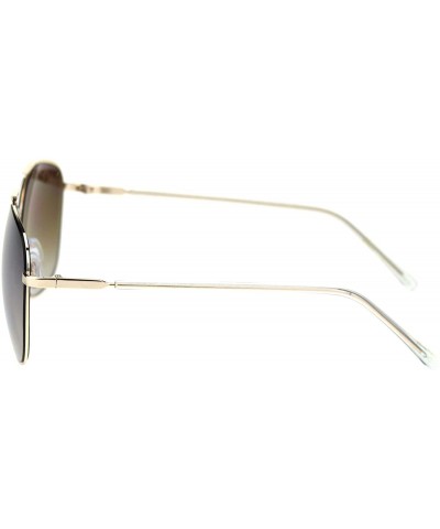 Square Womens Fashion Sunglasses Chic Designer Style Square Shades UV 400 - Gold (Brown Mirror) - C518WU0T96I $10.90