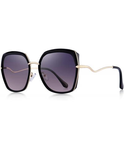 Oversized Women's Fashion Cat Eye Polarized Sunglasses Ladies Luxury Brand Sun glasses UV400 - Black&gray - CV18RYKTRG5 $39.93