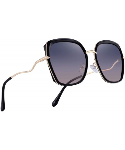 Oversized Women's Fashion Cat Eye Polarized Sunglasses Ladies Luxury Brand Sun glasses UV400 - Black&gray - CV18RYKTRG5 $21.88
