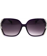 Butterfly Womens Nugget Metal Glitter Jewel Arm Butterfly Designer Sunglasses - Purple Silver Purple Smoke - CW193YMCX4O $9.86