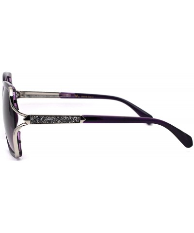Butterfly Womens Nugget Metal Glitter Jewel Arm Butterfly Designer Sunglasses - Purple Silver Purple Smoke - CW193YMCX4O $9.86