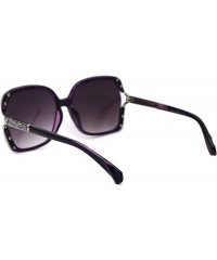 Butterfly Womens Nugget Metal Glitter Jewel Arm Butterfly Designer Sunglasses - Purple Silver Purple Smoke - CW193YMCX4O $9.86