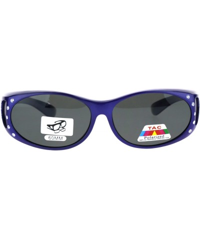 Oval Polarized Womens Rhinestone Pearl Oval Round 60mm OTG Fit Over Sunglasses - Purple - C6185G5M7EU $15.27