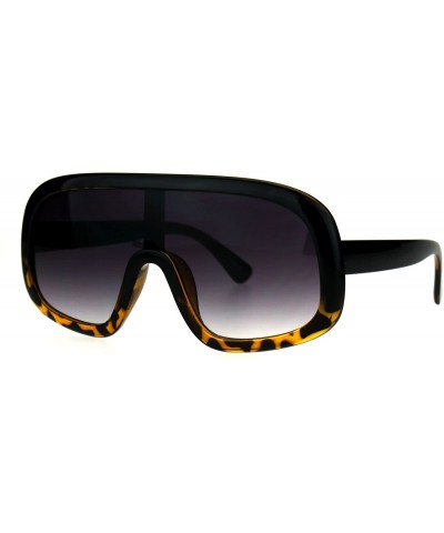 Shield Oversized Futurism Robotic Shield Sport Racer Plastic Sunglasses - Black Tortoise Smoke - CN18228E3H3 $9.91