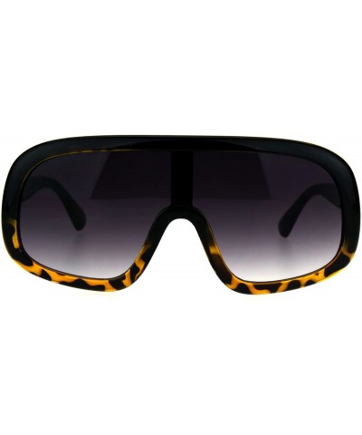 Shield Oversized Futurism Robotic Shield Sport Racer Plastic Sunglasses - Black Tortoise Smoke - CN18228E3H3 $9.91