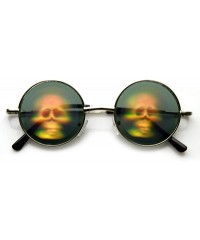 Goggle Hologram Holographic Illusion Poker Face Metal Round Sunglasses - Skulls Smoke - CW11OY7R0JV $39.20