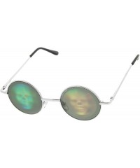 Goggle Hologram Holographic Illusion Poker Face Metal Round Sunglasses - Skulls Smoke - CW11OY7R0JV $39.20