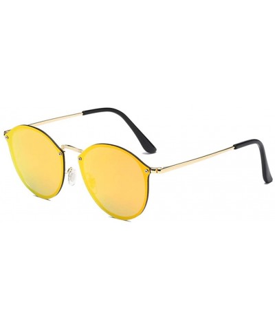 Round 2019 Luxury Round Sunglasses Women Brand Designer CatEye Retro Rimless Sunglass Mirror Sun Glasses - Orange - C818R4X4A...