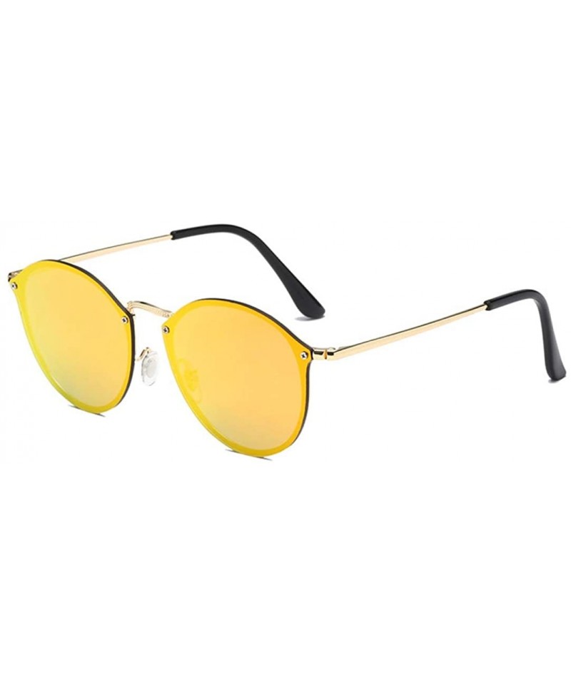 Round 2019 Luxury Round Sunglasses Women Brand Designer CatEye Retro Rimless Sunglass Mirror Sun Glasses - Orange - C818R4X4A...