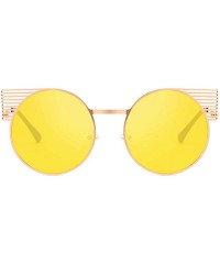 Rectangular Unisex Vintage Round Metal Frame Tinted Lenses Sunglasses UV400 - Gold Yellow - CQ18NH4GQ4K $9.82